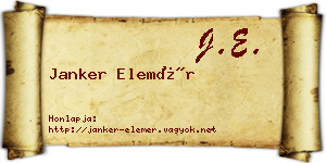Janker Elemér névjegykártya